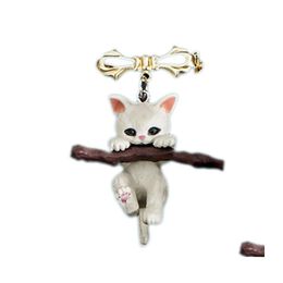 Pins Brooches Japanese Style Cute Elegant Cat For Women Cartoon Kitten Animal Casual Party Cor Antiglare Clasp Couple Accessories G Otjb7