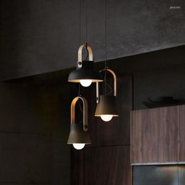 Pendant Lamps Modern Individuality Suspension Luminaire Creative Clothing Store Simple Bedroom Bedside Lamp Wooden Light