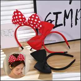 Headbands Big Bow Hair Hoop Red Black Headband Women Girls Cute Bowknot Headdress Cosplay Costume Party Decor Headwear Accessory Dro Otoyp