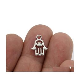 Charms Jakongo Sier Plated Hamsa Hand Pendants For Jewelry Making Bracelet Diy Accessories 14X11Mm 20Pcs Drop Delivery Findings Compo Dhlvn