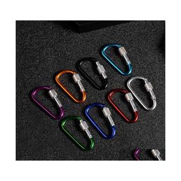 Key Rings Aluminium Dring Ring Locking Durable Strong And Light Large Carabiners Clip For Outdoor Cam Screw Lock Hooks Spring Drop De Dh2Db