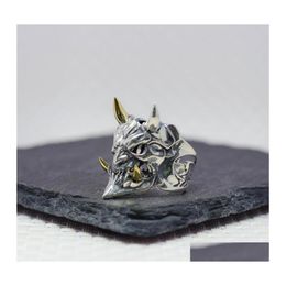 Cluster Rings Mens Demon Mask Fangs Ring Hip Hop Fashion Party Prom Jewellery Gift Drop Delivery Dh97I