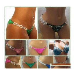 Chains 2Pcs Rhinestone Chain Buckle Accessories Charm Bikini Connectors Metal Clear Crystal Diamond Applique Drop Delivery Jewelry N Dhs65