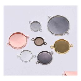 Charms 1020Pcs/Lot 1025Mm Cabochon Tray Bezels Bracelet Diy Accessories Blank Pendant Setting Base For Jewellery Making Drop Delivery Dhipz