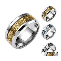 Band Rings Stainless Steel Men S Skeleton Skl Titanium 3 Colors Male Fashion Ring For Man Jewelry Drop Delivery Otaqu