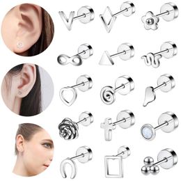 Stud Earrings AOEDEJ 20G 1PC Rose Cross Studs Earring Women Gift Crystal Ear Piercings Butterfly Moon Cute Opal Stone Girls
