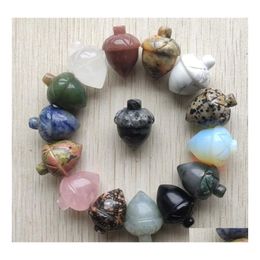 Arts And Crafts Natural Stone Rose Quartz Crystal Gemstone Carved Mini 22Mm Pinecone Hazelnut Pine Mineral Home Decoration Diy Gift Dhpoe