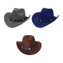 Berets Felt Western Hat Wide Brim With Buckle Panama Cowgirl Costume For Women Men Outdoor Dress Up Hiking