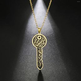 Pendant Necklaces Cazador Vintage Arabic Islamic Key Necklace For Women Men Stainless Steel Chain On Neck Jewellery Wholesale Valentine Gift