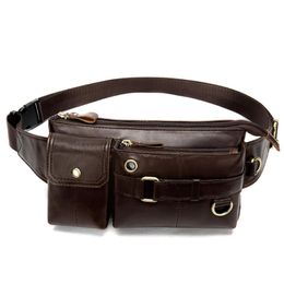 Waist Bags Promotion Genuine Cowhide Leather Casual Fanny Pack Bag For Men