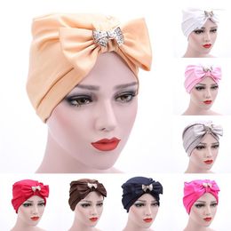 Ethnic Clothing Fashion Muslim Silk Turban For Hair Women Wrap Head Big Rose Flower Hijab Hat Scarf Headwear Bows Accessories Beanie