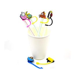 Drinking Straws Custom Kawaii Soft Sile St Toppers Accessories Er Charms Reusable Splash Proof Dust Plug Decorative 8Mm Par Homefavor Dh2Ap