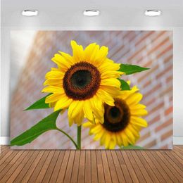 Party Decoration Floral Backdrop Po Background Sunflower Printed Girls Children Birthday Backdrops Curtain Festival Decor