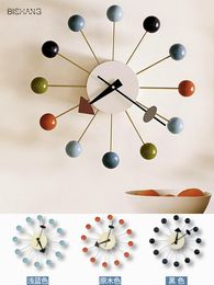 Wall Clocks Modern Design Clock Fashion Creative Living Room Candy Wood Silent Nordic Duvar Saat Home Decor Eg50wc