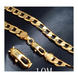 Chains Fashion 10Mm 18K Gold Plated Mens Hiphop 20 Inch Figaro Chain Necklaces For Women Hip Hop Jewellery Accessories Gift Drop Deliv Otnom