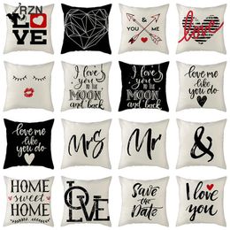 Pillow Case High Sale Phare I Love You Words Cushion Covers Valentine's Day Cover For Home Sofa Decorative Mr & Mrs Letter