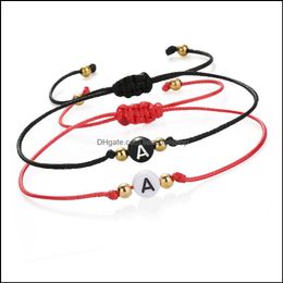 Chain Handmade 26 Letter Bracelet Black Red Thread String Rope Women Men Initials Name Adjustable Bracelets Statement Couple Jewelry Dhvfl