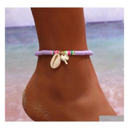 Anklets Fashion Jewelry Soft Y Alloy Colorf Foot Ornaments Anklet Coconut Tree Shell Beaded Beach Drop Delivery Dh5Na