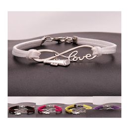 Charm Bracelets Cheer Leader Horn Wish Infinity Love Veet Rope Wrap Bangle For Women Men Luxury Sports Jewellery Gift Drop Delivery Otlnp