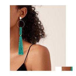 Dangle Chandelier Bohemian Fashion Jewellery Hand Made Weaven Long Tassel Earrings Cotton Cord Knot Rope Braided Stud Drop Delivery Dh9N3
