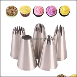 Baking Pastry Tools Nozzles Reusable Stainless Steel Round Flower Mouth Cake Decorating For Household Kitchen Accessories Drop Del Dhlqr