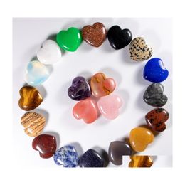 Arts And Crafts Natural Opal Love 25Mm Seven Colour Turquoise Rose Quartz Stone Naked Heart Ornaments Hand Handle Pieces Diy Necklace Dh8B6