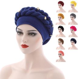 Visors Beautiful Turban Cap Pure Color Braids Headgear Brimless Twist Head Wrap