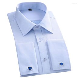 Men's Dress Shirts Men's French Cufflinks Shirt Loose Social Plus Size Long Sleeve Formal Regular Fit Cuff Luxury Business