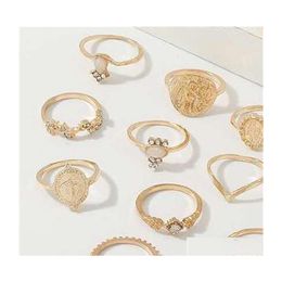 Band Rings Fashion Jewellery Knuckle Ring Set Gold Cross Heart Fatimas Palm Stacking Midi Sets 15Pcs/Set 63 U2 Drop Delivery Dhdfb