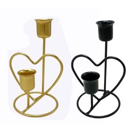 Candle Holders Mini Wrought Iron Candlestick Metal Heart Shaped Holder Stand Decor For Romantic Dinner Wedding Birthday PartyCandle