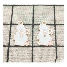 Charms 10Pcs Enamel Rabbit Charm Jewellery Accessories Earring Pendant Bracelet Necklace Zinc Alloy Diy Finding 14X2M Drop Delivery Fi Dhj3D