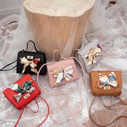 Storage Boxes PU Leather Bow-knot Shoulder Bag Messenger Purse Women Single Strap Crossbody Handbag Small 5 Colors