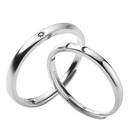 Cluster Rings Minimalist Real 925 Sterling Silver Wedding Ring Simple Sun Moon For Women Men Couple Engagement Jewellery GiftCluster