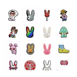 Drinking Straws Moq 20Pcs Bad Bunny Custom Sile St Toppers Er Charms Buddies Diy Decorative 8Mm Party Supplies As Gift Drop Homefavor Dh8Dk