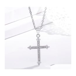 Pendant Necklaces Fashion Jewellery Gold Plating Diamond Jesus Cross Necklace Women Men Crystal Row Drop Delivery Pendants Dhfo1