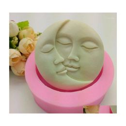 Cake Tools Pink Mold Round Shape Sun Moon Faces Sile Diy Fondant Chocolate Soap Decorating Kithen Baking Tool1 Drop Delivery Home Ga Dhbdt