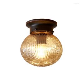 Ceiling Lights IWHD Round Glass LED Lamps Kitchen Hallway Balcony Porch Corridor Vintage Fixtures Lampara Techo