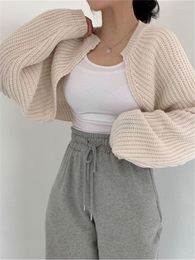 Women's Knits 2023 Short Cardigans Knitted Chic Korean Fashion Poncho Women Summer Elegant Vintage Minimalist Lady Tops