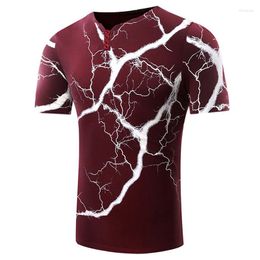 Erkek Tişörtleri Yaz 2023 Basit Boş Zaman Moda Rengi Saf Kişilik Gök gürültüsü 3D Baskı Kısa kollu yelek tişört