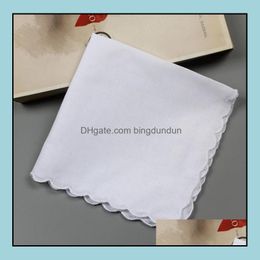 Handkerchief 200Pcs Cotton Towels Cutter Diy Blank Scallop Party Decoration Cloth Napkins Craft Vintage Hanky Oman Wedding Drop Deli Dhpqv