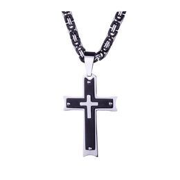 Pendant Necklaces Mens Cross Stainless Steel Christian Jesus Crucifix Charm Bike Chain Necklace For Women Punk Jewelry Gift Drop Del Otqkl