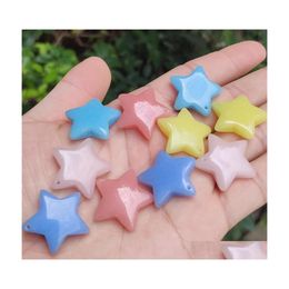 Arts And Crafts 25Mm Star Shape Luminous Stone Charms Fluorescent Chakra Healing Pendant Glow In Dark For Necklace Jewelry Accessori Dhfhp