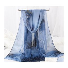 Scarves Summer Women Slik Scarf Sunsn Colorf Chiffon Shawl Wraps Florals Thin Beach Drop Delivery Fashion Accessories Hats Gloves Dhyem