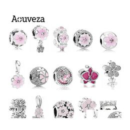 Charms Aouveza Style Pink Flower Beaded Charm Fit Original Pandora Sier 925 Bracelet Diy Women Jewelry Drop Delivery Findings Compone Dhe7W