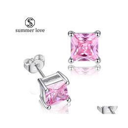 Stud Arrival Small White Pink Cubic Zirconia Earring For Women Girl 58Mm Cz Bling Gold Sier Ing Fashion Drop Delivery Jewelry Earring Dhxdu