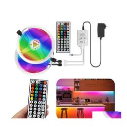 Led Strips Strip Light Rgb 5050 Smd Flexible Ribbon Fita 5M 10M 15M Tape Diode Dc 12Vadd Remote Control Addadapter Drop Delivery Lig Otwtz