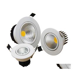 Downlights Cob Led Downlight High Power 9W 15W 20W Dimmable Down Lights Recessed Lamps Ac 110240V Drop Delivery Lighting Indoor Otagj