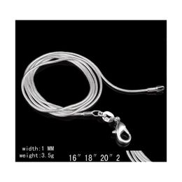 Chains Fashion 925 Sterling Sier Smooth Snake Chain Necklace Lobster Clasps Jewellery Size 1Mm 16Inch /18Inch/20Inch/22Inch /24Inch Dr Dhqcl