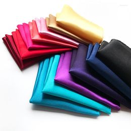 Bow Ties Satin Handkerchief For Men Candy Color Mens Suits Pocket Square Business Chest Towel Hanky Suit Napkin Solid Hankies
