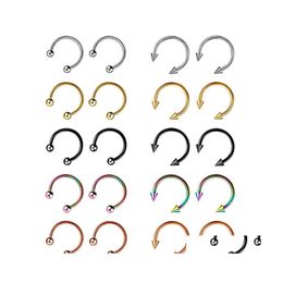 Nose Rings Studs Fashion Stainless Steel Horseshoe Fake Ring C Clip Lip Piercing Stud Hoop For Women Men 6/8/10Mm Drop Delivery Je Otqnw
